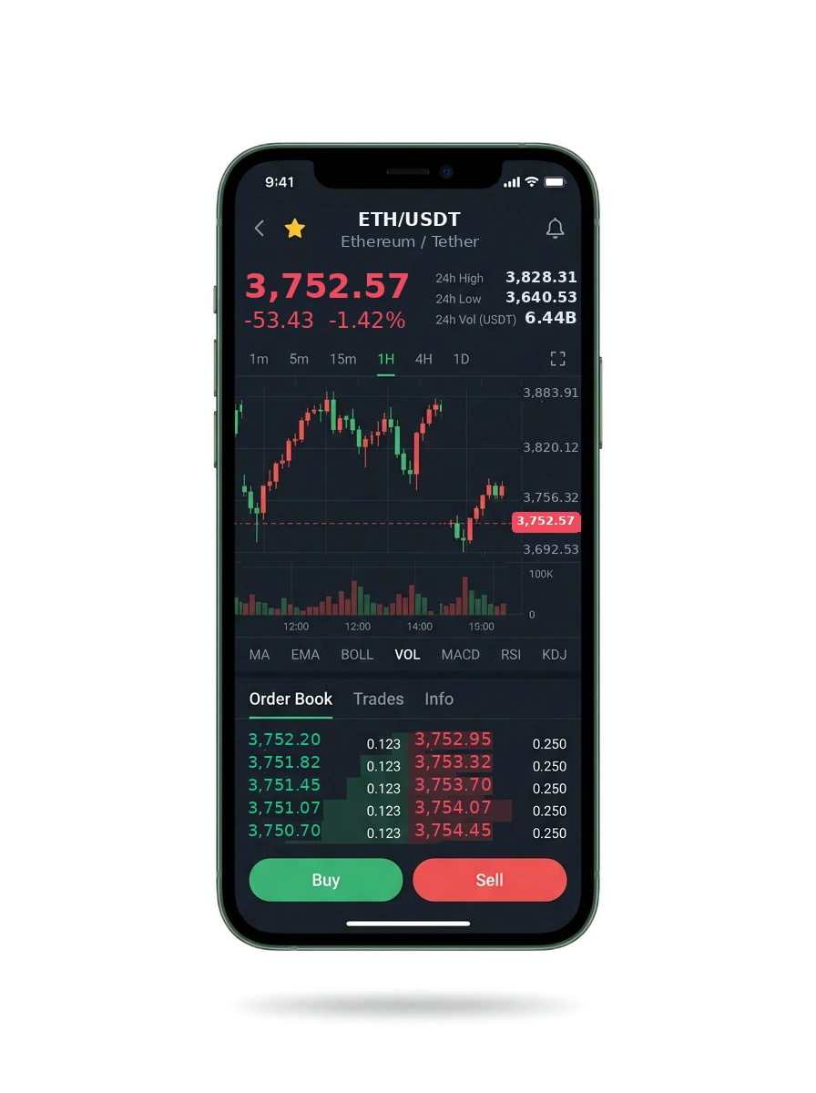 The same portfolio view on a phone screen